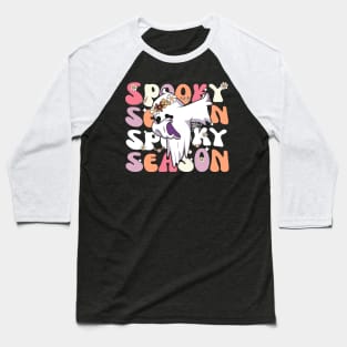 Groovy Halloween Spooky Season Retro Dabbing Ghost Costume Baseball T-Shirt